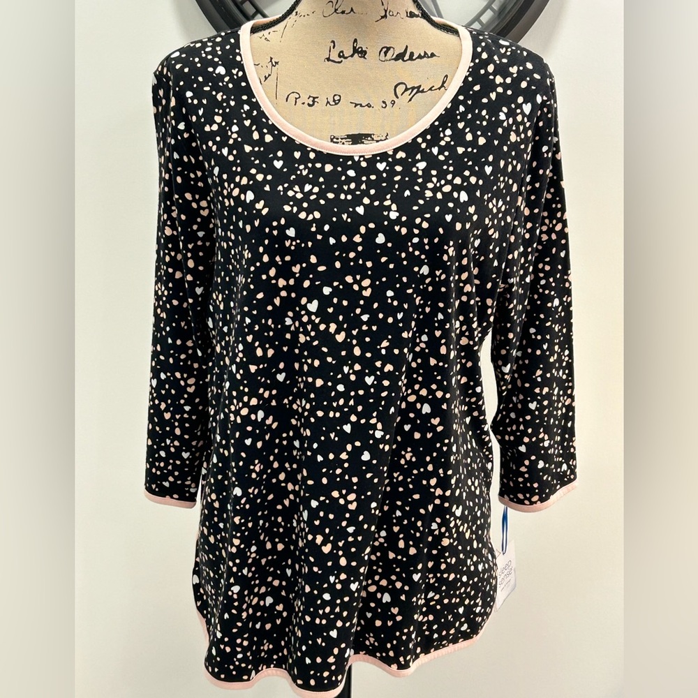 Sleep Sense black, pink & white hearts and spots design sleep shirt nwt large